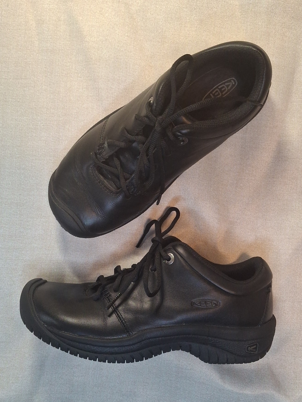 Keen Women's Black Leather Oxford Work Shoes Slip Resistant Size 6.5